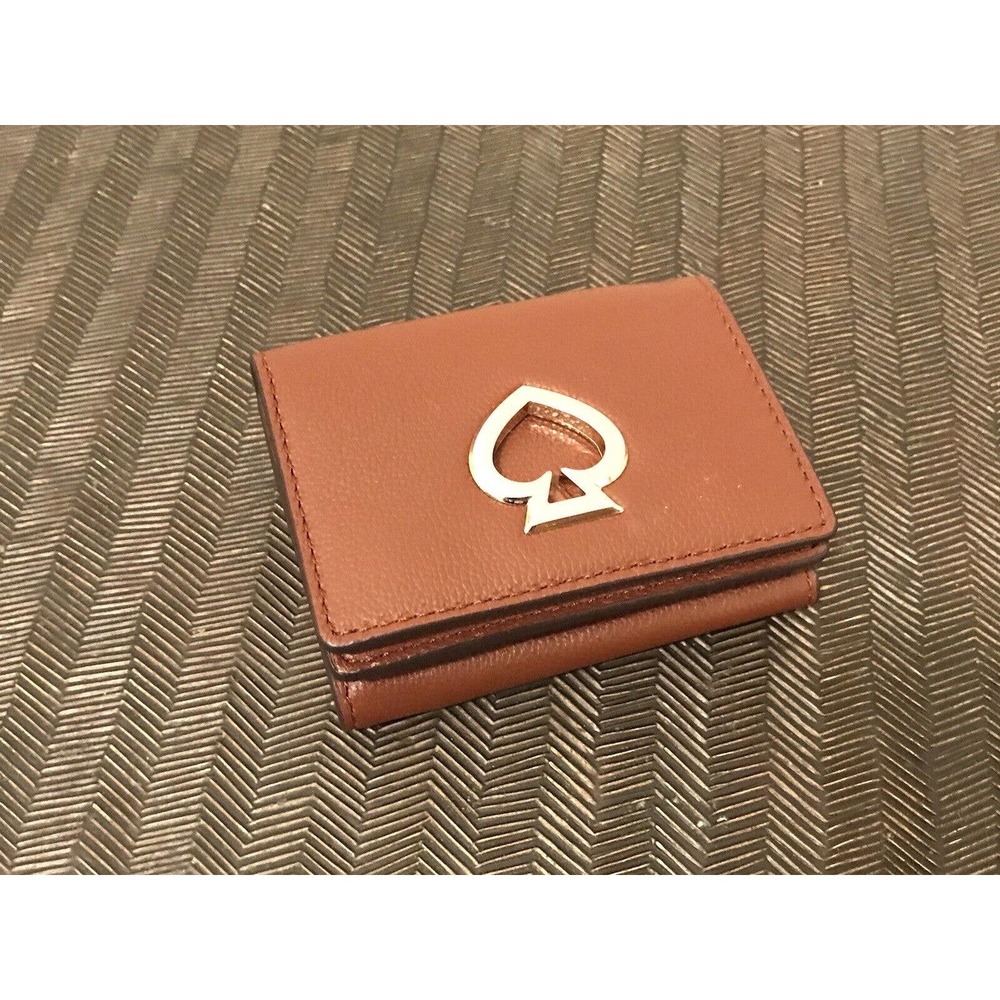 Kate Spade Suzy Mini Trifold Wallet, Pebble Leather Cinnamon Brown